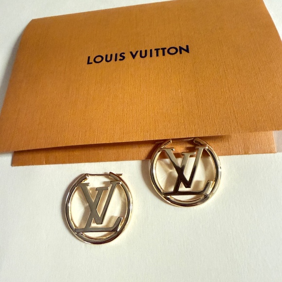 Louis Vuitton Louise Hoop Gold Tone Earrings - Picture 5 of 7